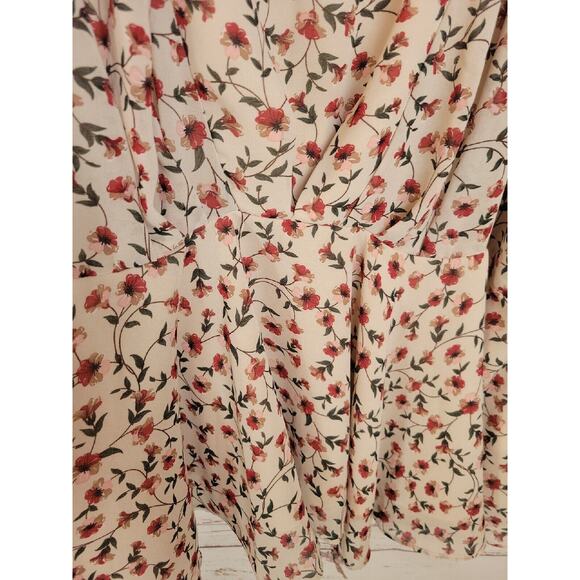 Hayden Tan Floral Print V-Neck Dolman Sleeve Boho Peplum Top Women's Size 2XL - Picture 9 of 12